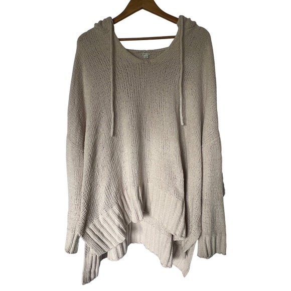 aerie Tops - Aerie Oversized Chenille Knit Hoodie Sweater Cream Beige V-Neck XXL Pullover